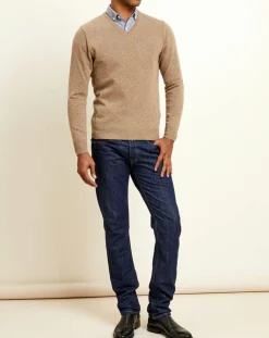 Pull 100% Cachemire col V Dublin pavé