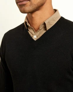 Pull 100% Cachemire col V Dublin noir