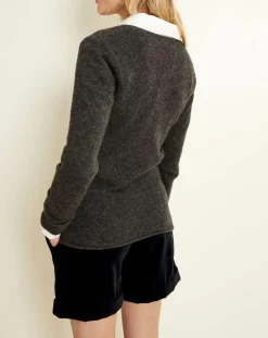 Pull 100% Cachemire col V Memphis anthracite