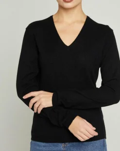 Pull 100% Cachemire col V Sonia noir