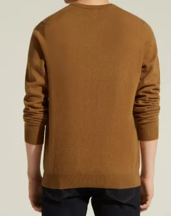 Pull 100% Cachemire col V Uni Nachve marron