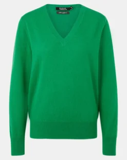 Pull 100% Cachemire Col V Zocon vert emeraude