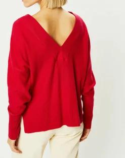Pull 100% Cachemire Frani col V rose foncé
