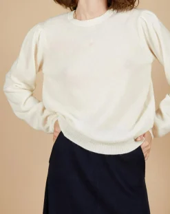 Pull 100% Cachemire Ines col rond tressé écru