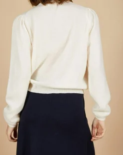 Pull 100% Cachemire Ines col rond tressé écru