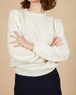 Pull 100% Cachemire Ines col rond tressé écru