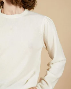 Pull 100% Cachemire Ines col rond tressé écru