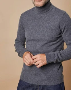 Pull 100% Cachemire Jim col roulé gris foncé