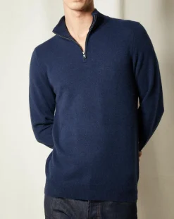 Pull 100% Cachemire Jules col camionneur bleu marine