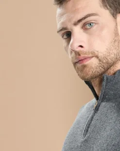 Pull 100% Cachemire Jules col camionneur gris foncé