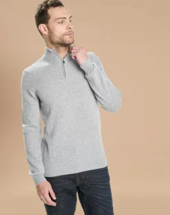 Pull 100% Cachemire Jules col camionneur gris clair