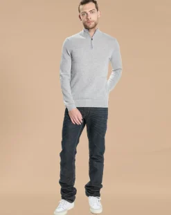 Pull 100% Cachemire Jules col camionneur gris clair