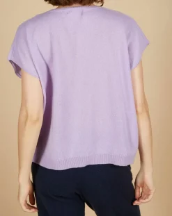 Pull 100% Cachemire Laurène manches courtes lavande