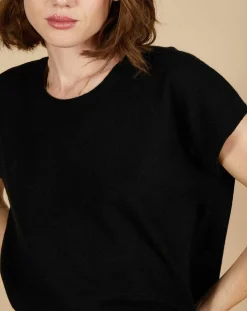 Pull 100% Cachemire Laurène manches courtes noir