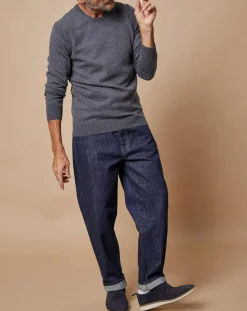 Pull 100% Cachemire Lucas col rond gris foncé