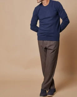 Pull 100% Cachemire Lucas col rond bleu marine