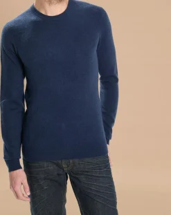Pull 100% Cachemire Lucas col rond bleu marine