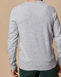 Pull 100% Cachemire Lucas col rond gris clair