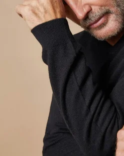Pull 100% Cachemire Lucien col V noir