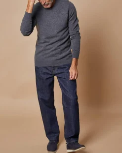 Pull 100% Cachemire Lucien col V gris foncé