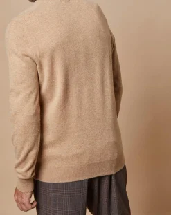 Pull 100% Cachemire Lucien col V beige