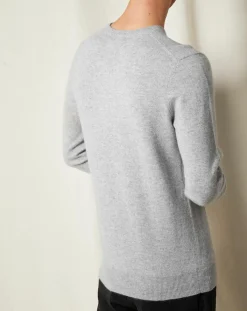 Pull 100% Cachemire Lucien col V gris clair