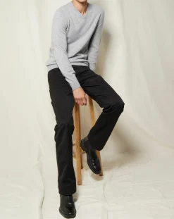 Pull 100% Cachemire Lucien col V gris clair