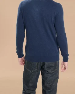 Pull 100% Cachemire Lucien col V bleu marine