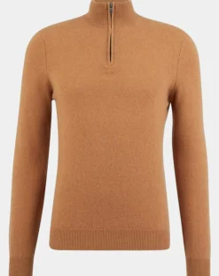 Pull 100% Cachemire Machcam col zippé camel