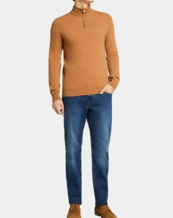 Pull 100% Cachemire Machcam col zippé camel