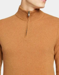 Pull 100% Cachemire Machcam col zippé camel