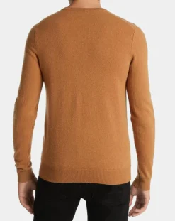 Pull 100% Cachemire Machron col rond camel