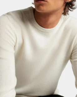 Pull 100% Cachemire Machron col rond écru