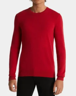 Pull 100% Cachemire Machron col rond rouge