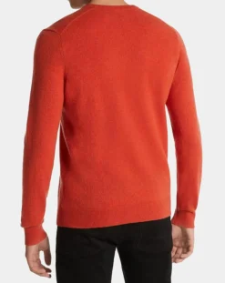Pull 100% Cachemire Machron col rond orange