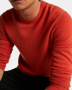 Pull 100% Cachemire Machron col rond orange