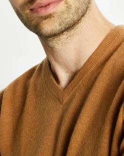 Pull 100% Cachemire Machve col V caramel