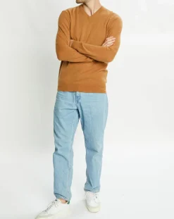 Pull 100% Cachemire Machve col V caramel