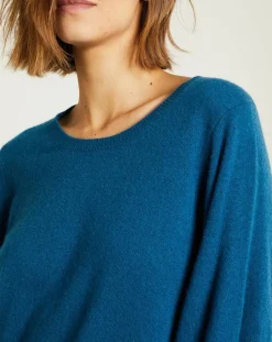 Pull 100% Cachemire Manches Ballon Angelina Col rond pétrole