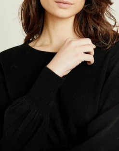 Pull 100% Cachemire Manches Ballon Angelina Col rond noir