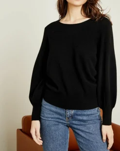 Pull 100% Cachemire Manches Ballon Angelina Col rond noir