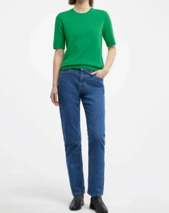 Pull 100% Cachemire manches courtes Difi vert emeraude