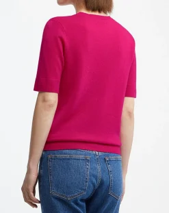 Pull 100% Cachemire manches courtes Difi rose fushia
