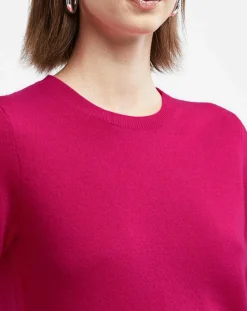 Pull 100% Cachemire manches courtes Difi rose fushia