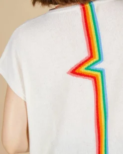 Pull 100% Cachemire Marion à bandes au dos écru