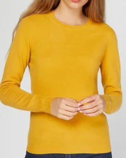 Pull 100% Cachemire Nabri col rond jaune