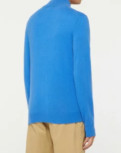 Pull 100% Cachemire Nachcam col zippé bleu