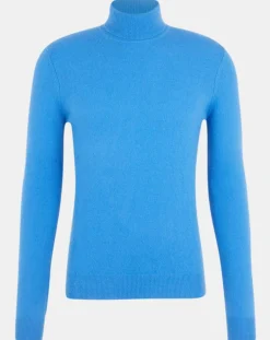 Pull 100% Cachemire Nachrol col roulé bleu