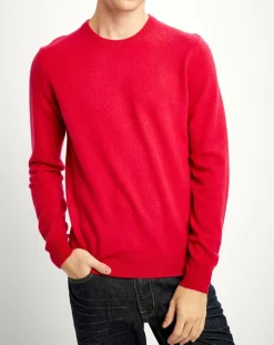 Pull 100% Cachemire Nachron col ras du cou rouge clair