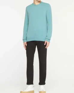 Pull 100% Cachemire Nachron col ras du cou bleu